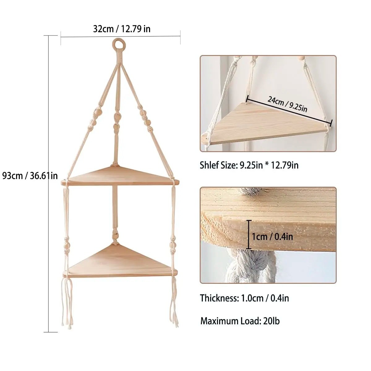 Clairly Wall Shelf | Hanging Boho Wood Decor