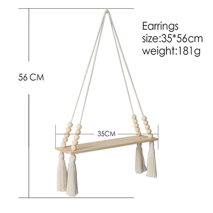 Wall Shelf | Hanging Boho Wood Shelf