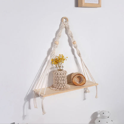 Wall Shelf | Hanging Boho Wood Shelf