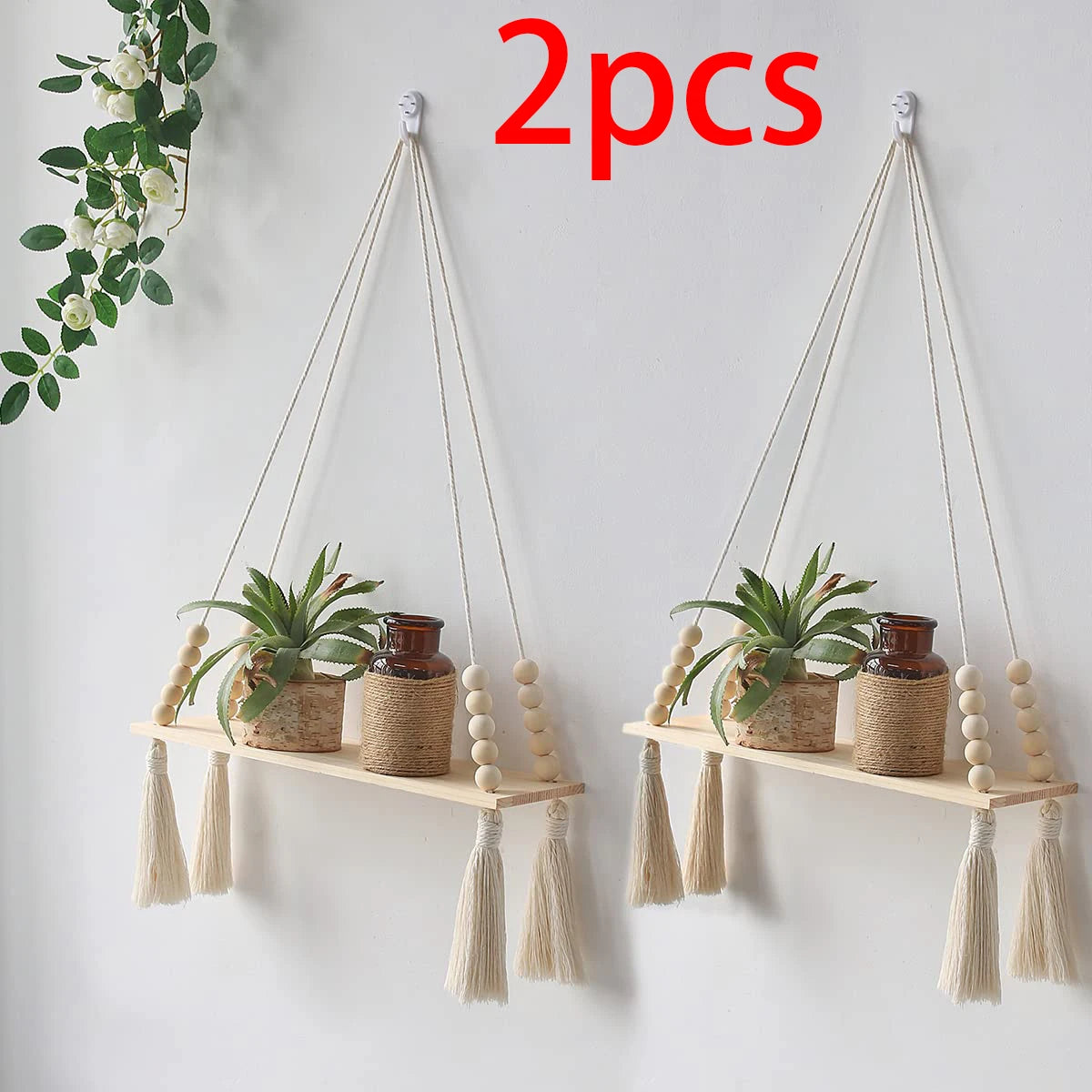 Wall Shelf | Hanging Boho Wood Shelf