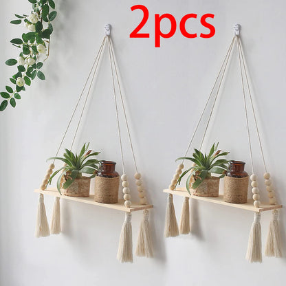 Wall Shelf | Hanging Boho Wood Shelf