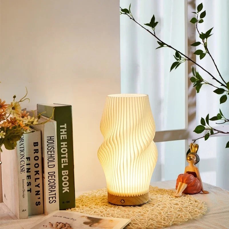 Desk Lamp | Wooden Base Sculptural Light