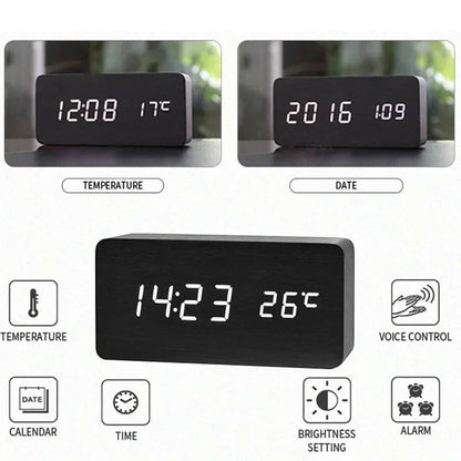 Alarm Clock | Wooden LED Digital Design
