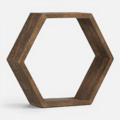 Wall Shelf | Hexagon Floating Wood Shelves