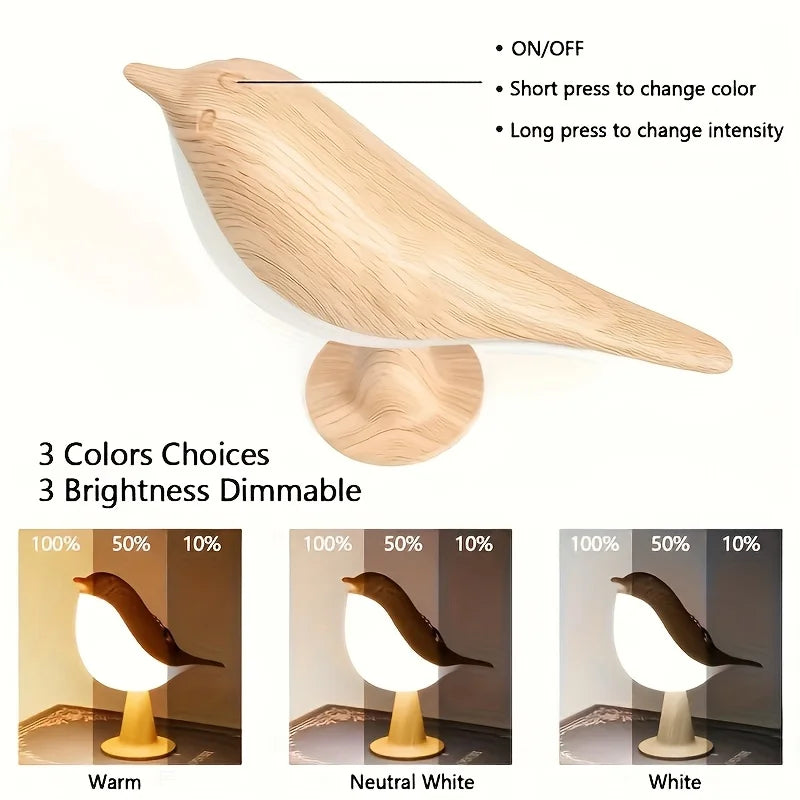 Bedside Lamp | Wooden Bird Design