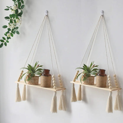 Wall Shelf | Hanging Boho Wood Shelf