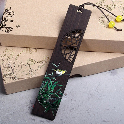 Bookmark | Carved Wood Bird and Flower Design