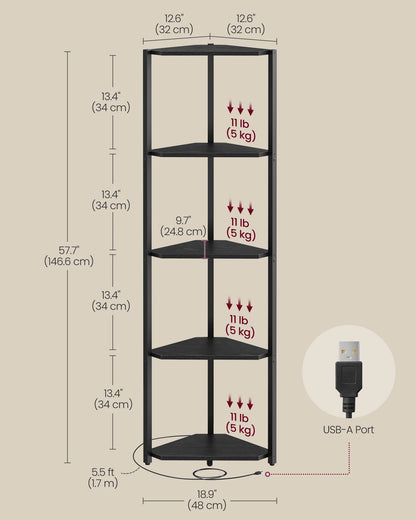 Shelf | Tall Corner Shelf with Steel Frame