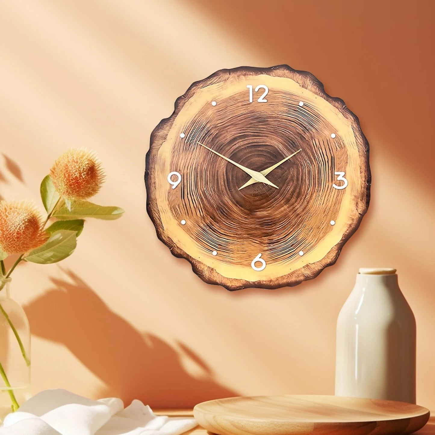 Wall Clock | Natural Wood Grain Design