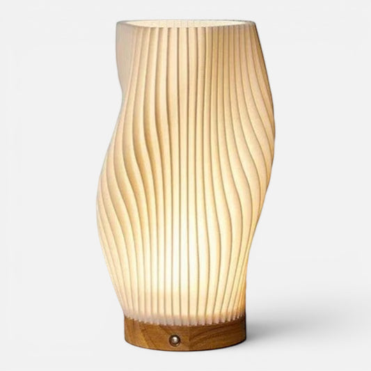 Desk Lamp | Wooden Base Sculptural Light