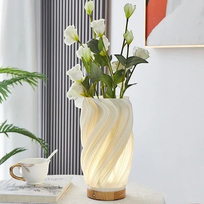 Desk Lamp | Wooden Base Sculptural Light