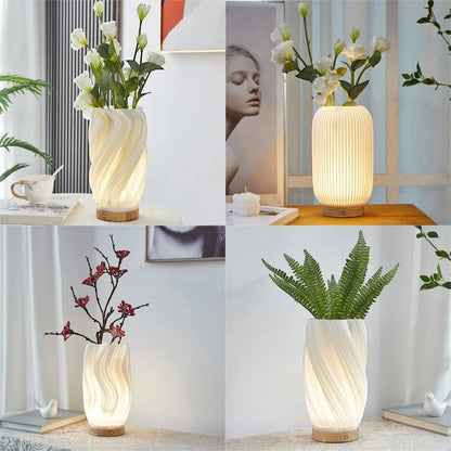 Desk Lamp | Wooden Base Sculptural Light