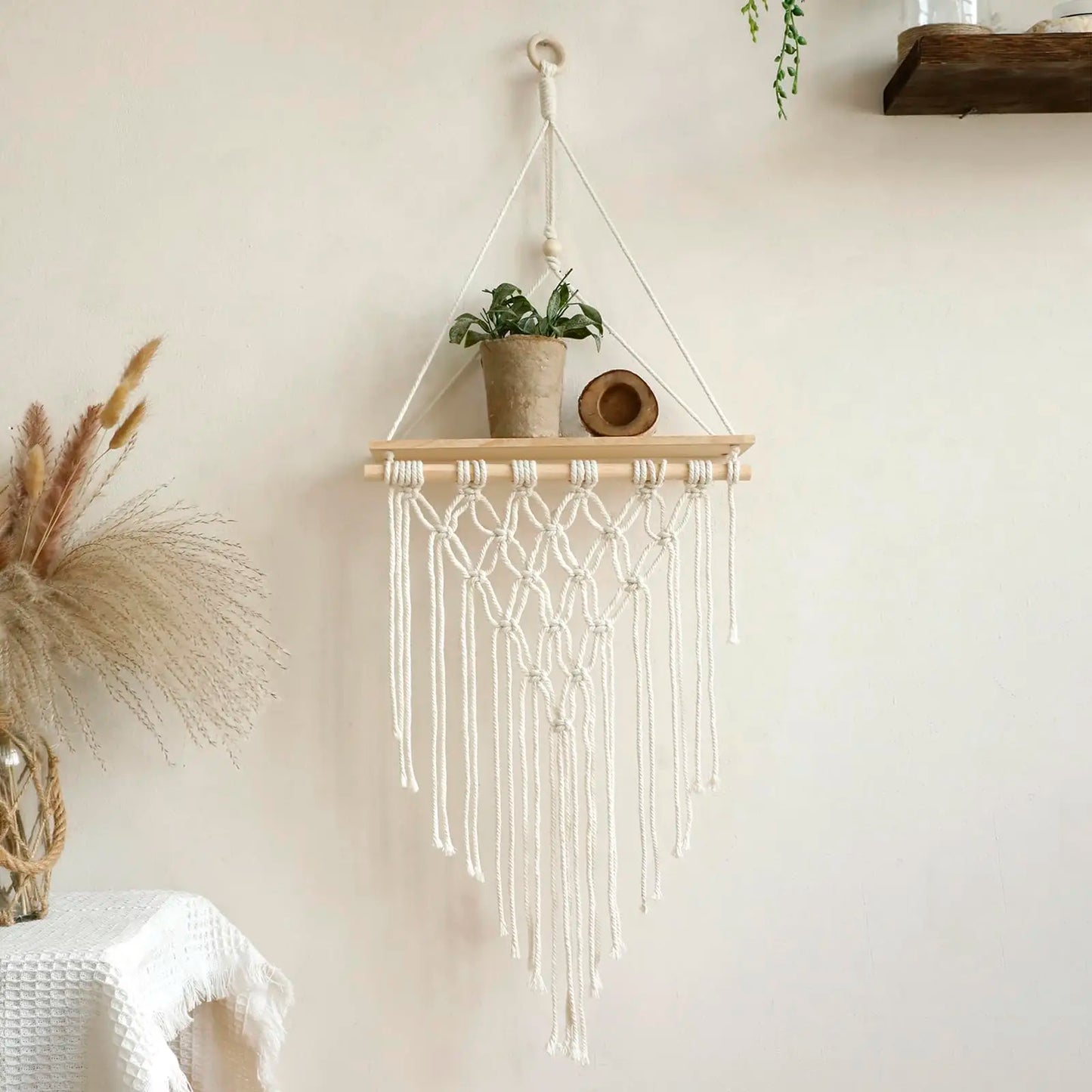 Wall Shelf | Hanging Boho Wood Shelf