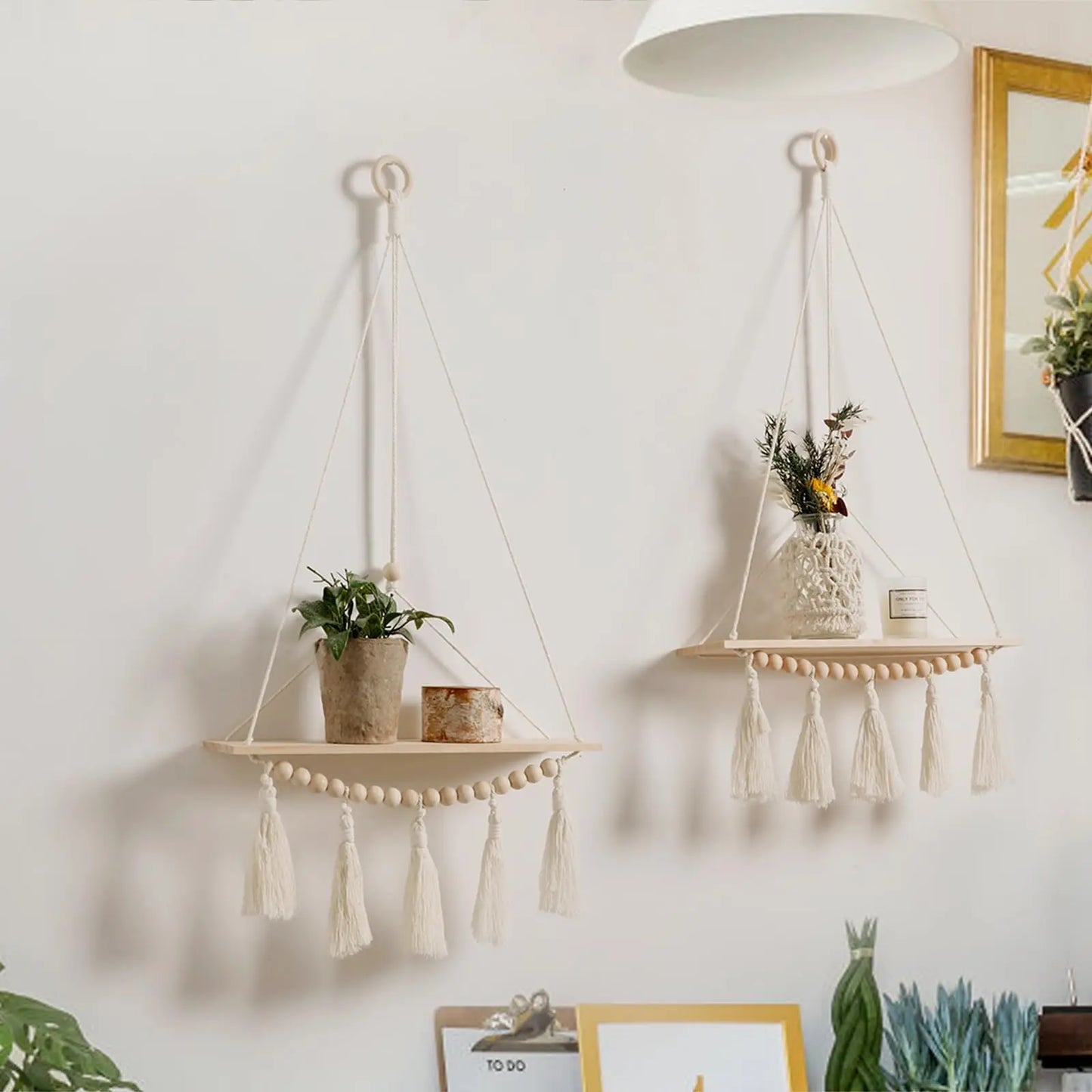 Wall Shelf | Hanging Boho Wood Shelf