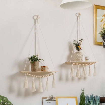 Wall Shelf | Hanging Boho Wood Shelf