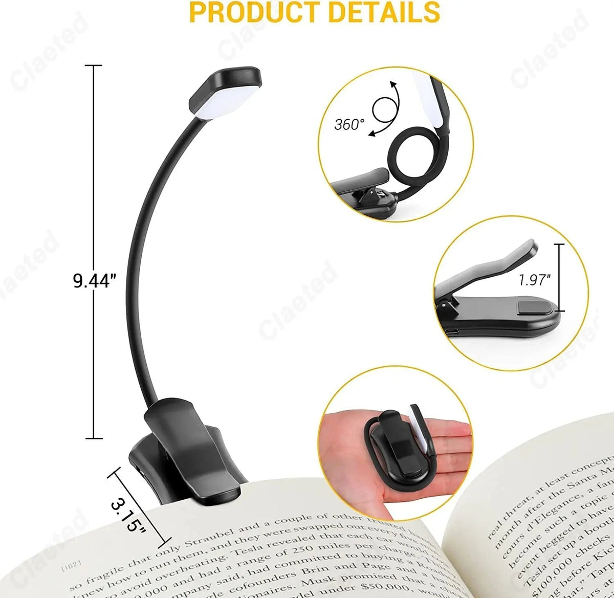 Clairly Reading Lamp | Portable Clip On LED Light