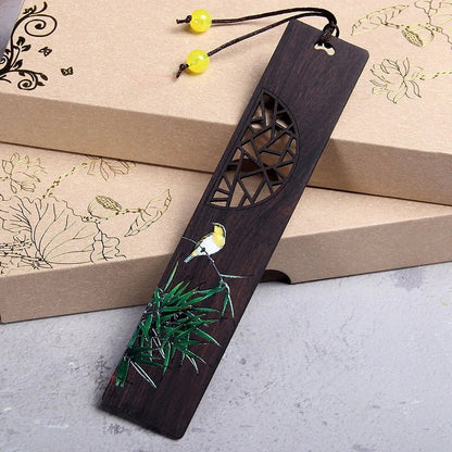 Bookmark | Carved Wood Bird and Flower Design