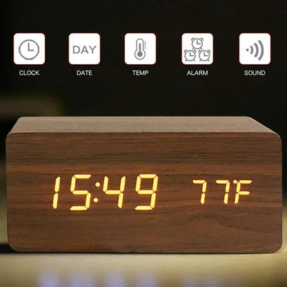 Alarm Clock | Wooden LED Digital Design