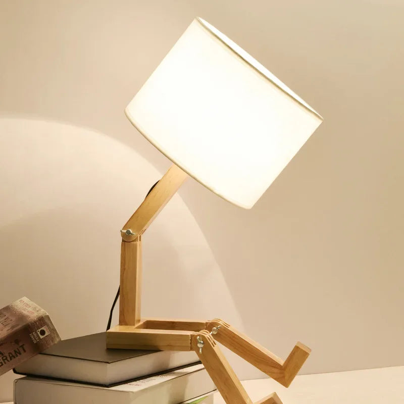 Table Lamp | Wooden Robot Leg Design