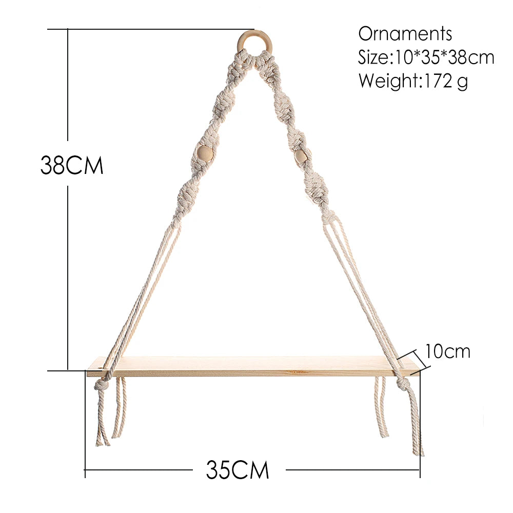 Wall Shelf | Hanging Boho Wood Shelf