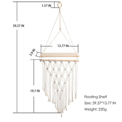 Wall Shelf | Hanging Boho Wood Shelf