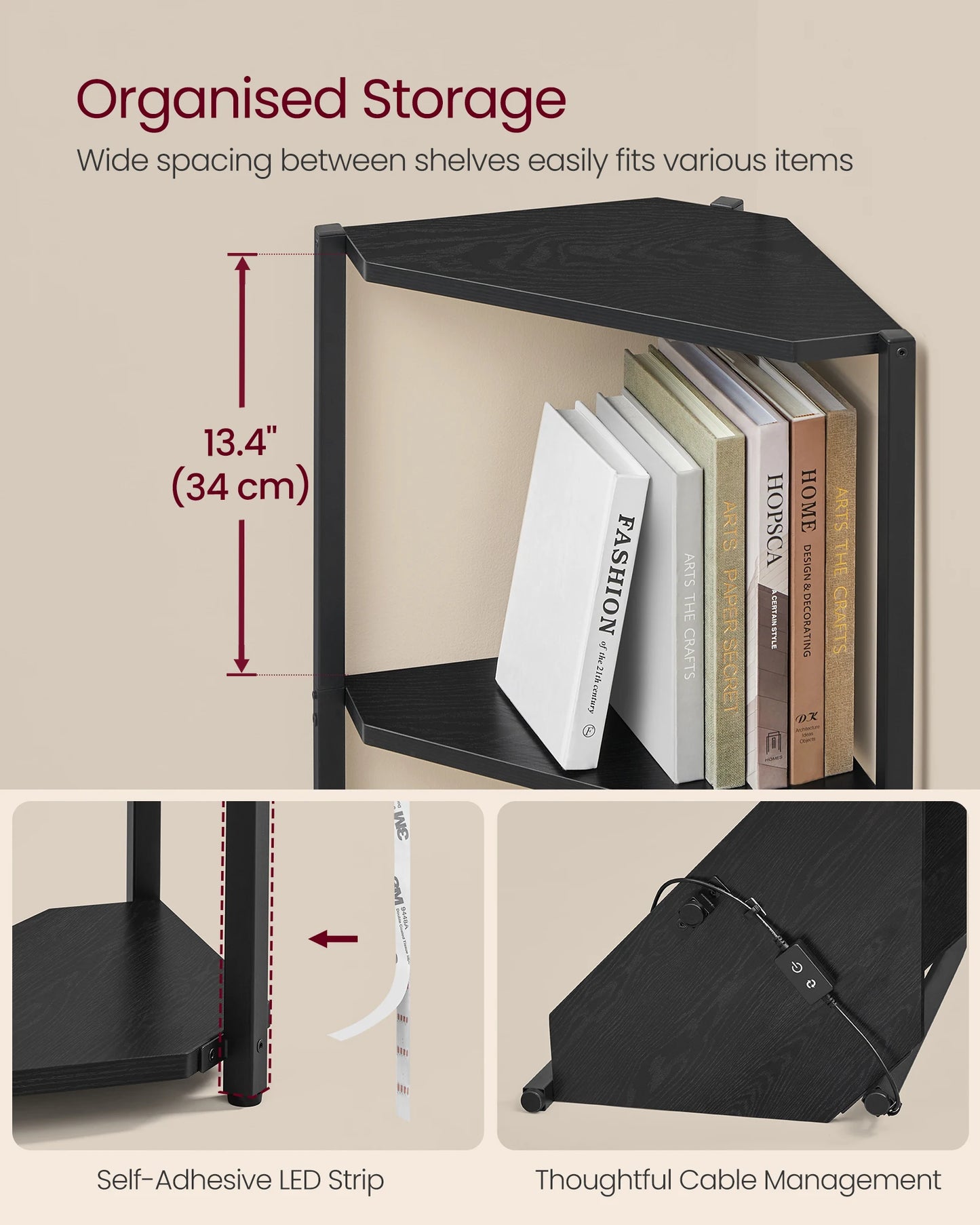 Shelf | Tall Corner Shelf with Steel Frame