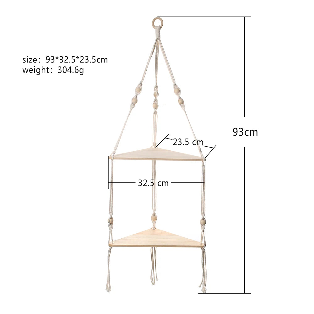 Wall Shelf | Hanging Boho Wood Shelf