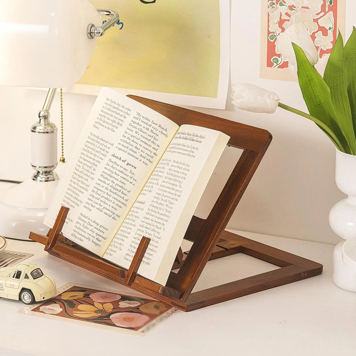 Clairly Book Stand | Solid Wood Tilted Design
