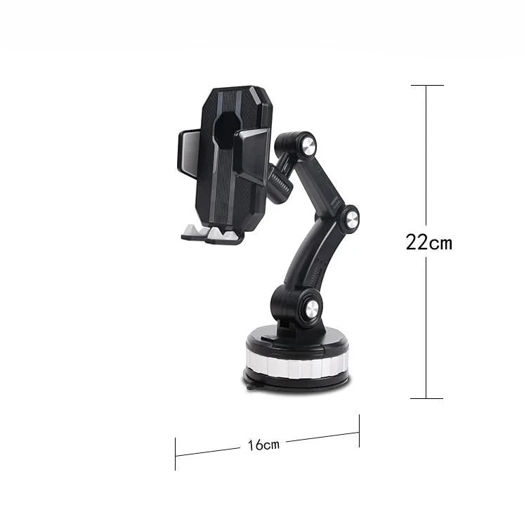 Clairly car phone holder with extendable telescopic arm and suction cup base showing adjustable dimensions