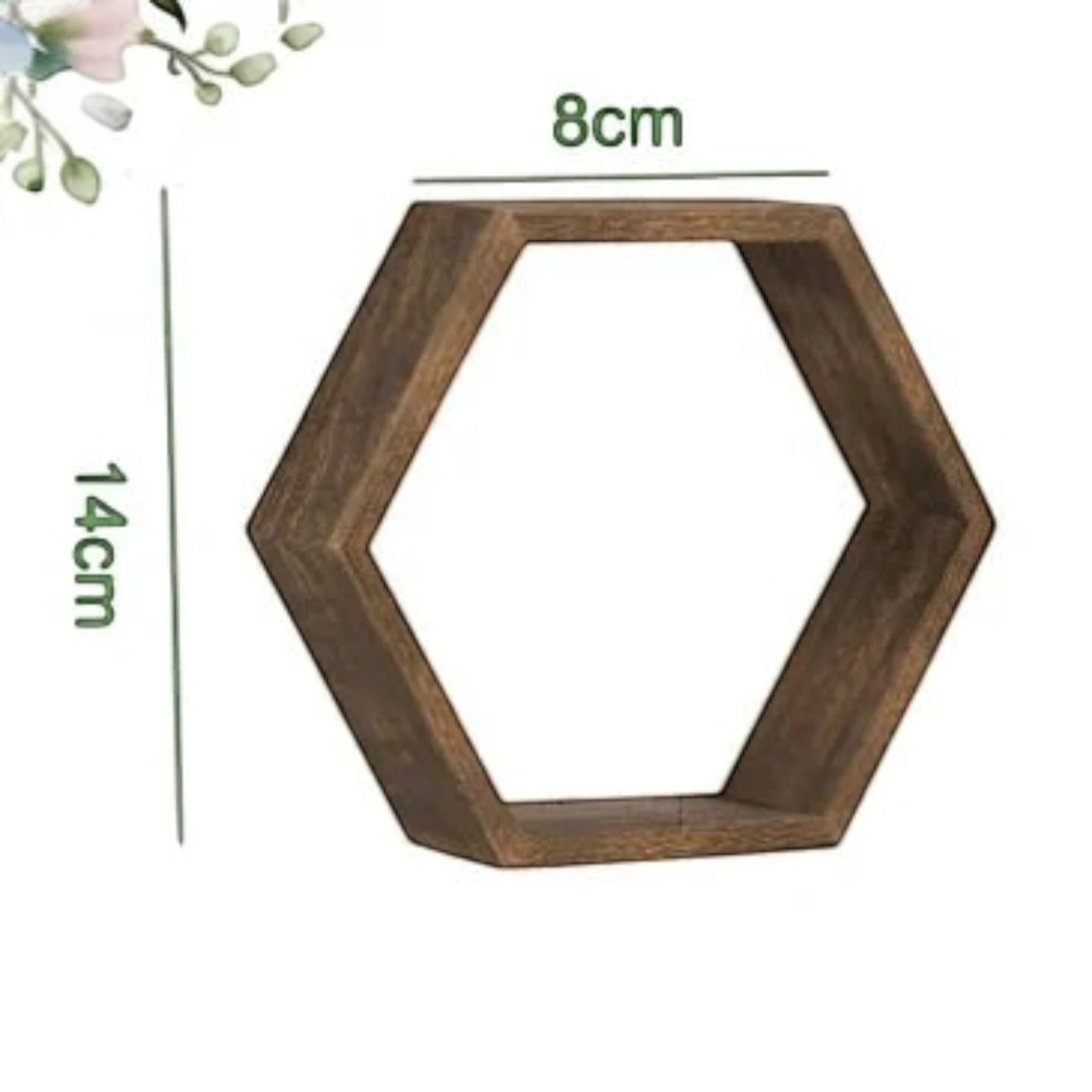 Clairly solid wood hexagon floating wall shelf with 14cm height and 8cm width for home decor display