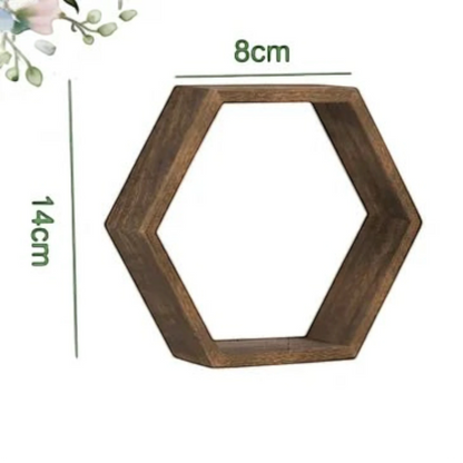 Clairly solid wood hexagon floating wall shelf with 14cm height and 8cm width for home decor display