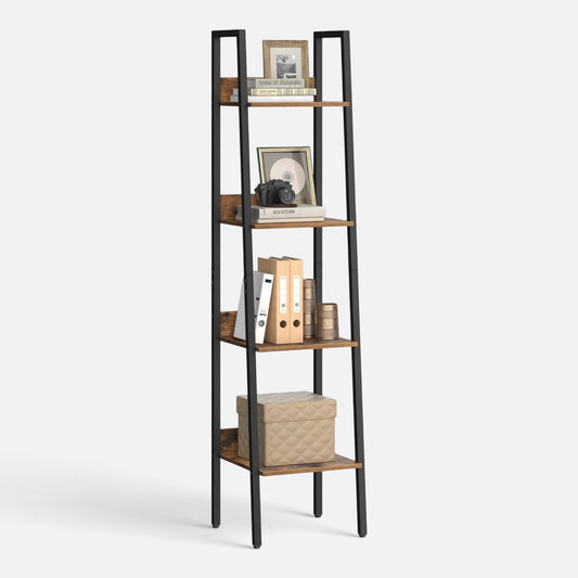 Clairly Shelf | Industrial Wood Ladder Bookcase