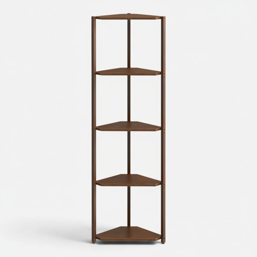 Clairly Shelf | Tall Corner Bookcase with Steel Frame