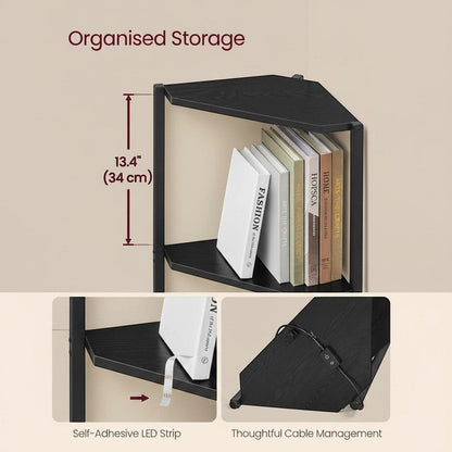 Clairly Shelf | Tall Corner Bookcase with Steel Frame