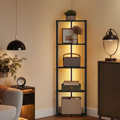 Clairly Shelf | Tall Corner Bookcase with Steel Frame