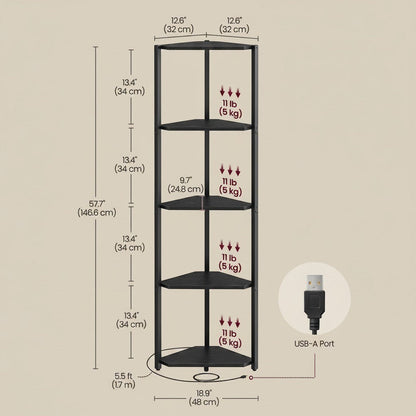 Clairly Shelf | Tall Corner Bookcase with Steel Frame