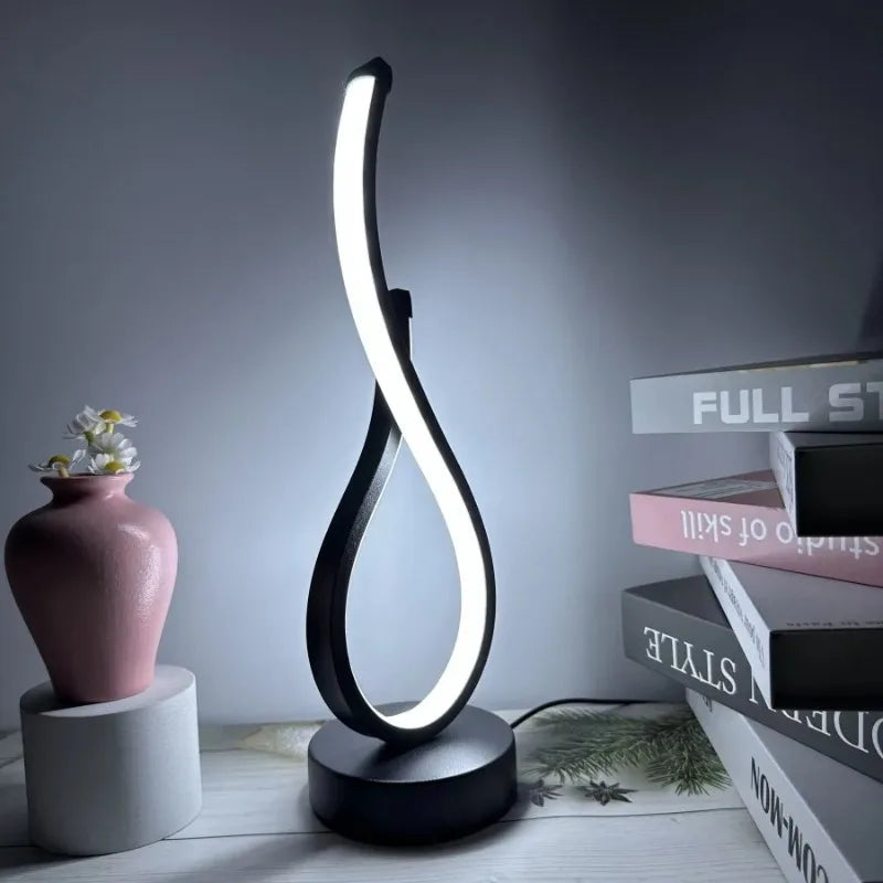 Clairly Table Lamp | Curved Ribbon LED Light
