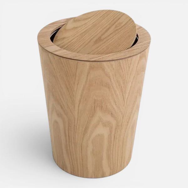 Clairly Trash Can | Swing Lid Wood Design