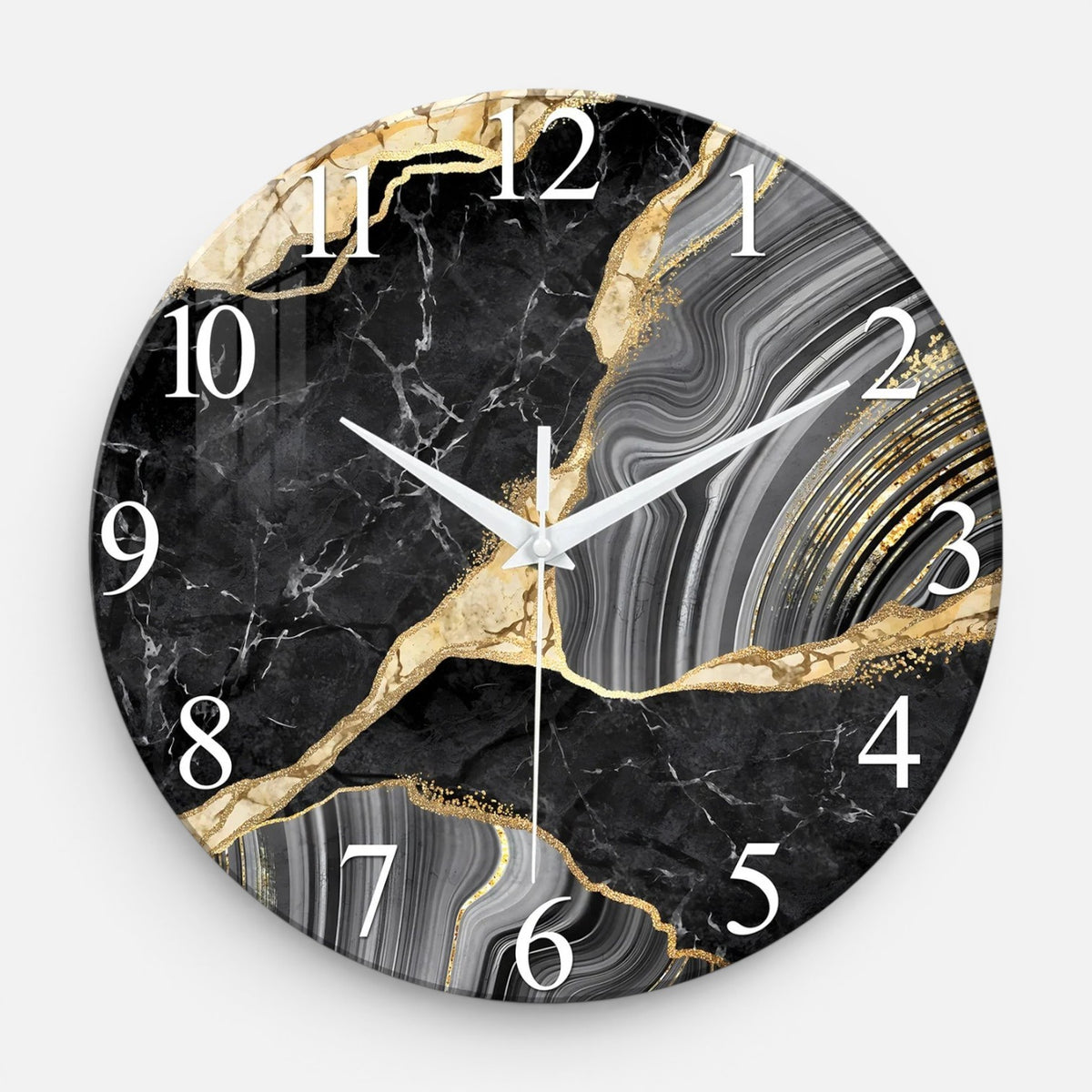 Clairly Wall Clock | Glass Marble Pattern Design