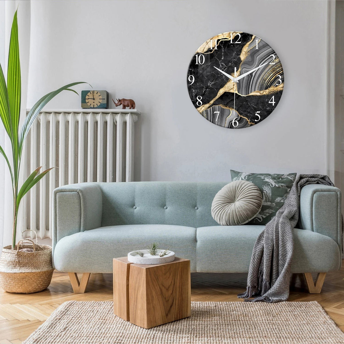 Clairly Wall Clock | Glass Marble Pattern Design