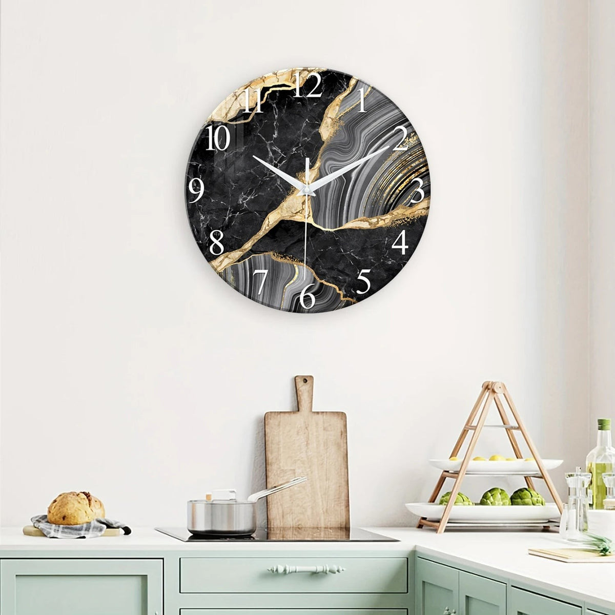 Clairly Wall Clock | Glass Marble Pattern Design