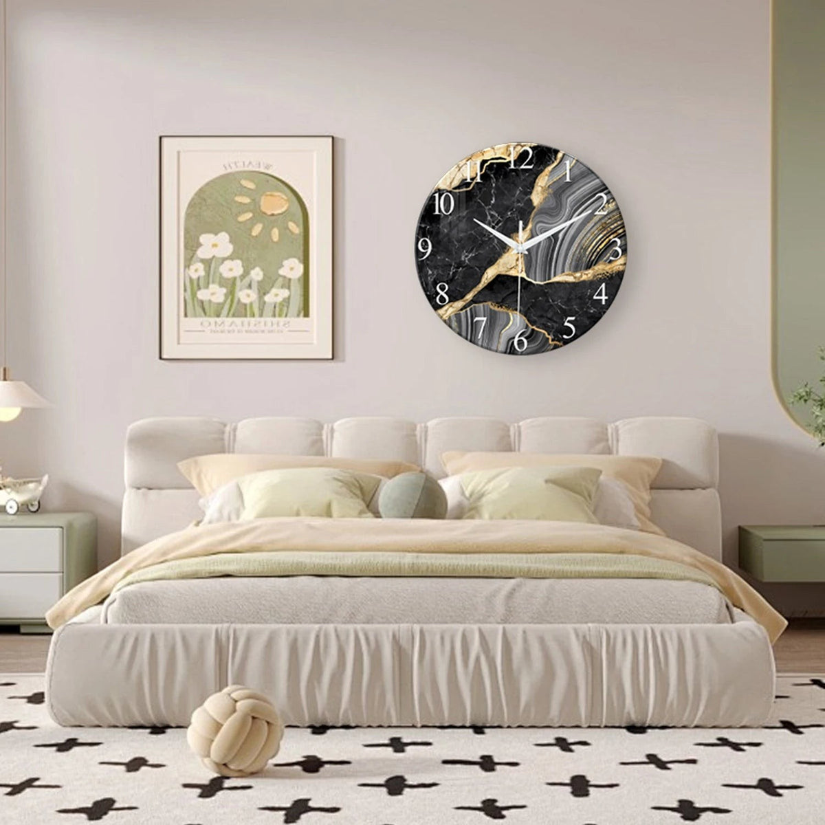 Clairly Wall Clock | Glass Marble Pattern Design