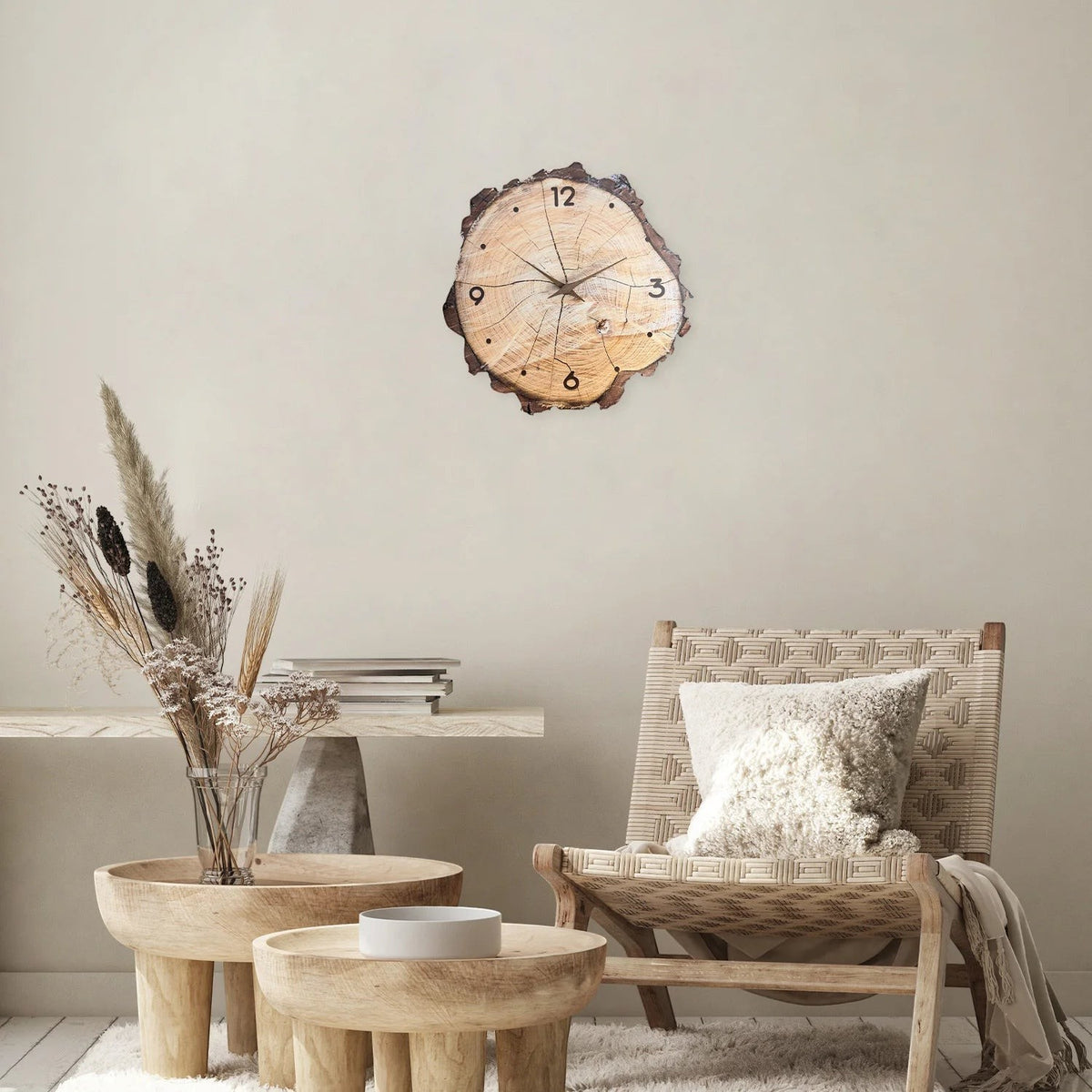 Clairly Wall Clock | Rustic Wood Grain Design