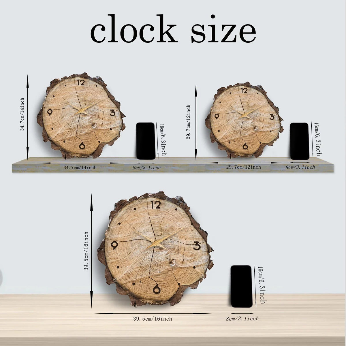 Clairly Wall Clock | Rustic Wood Grain Design