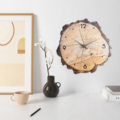 Clairly Wall Clock | Rustic Wood Grain Design