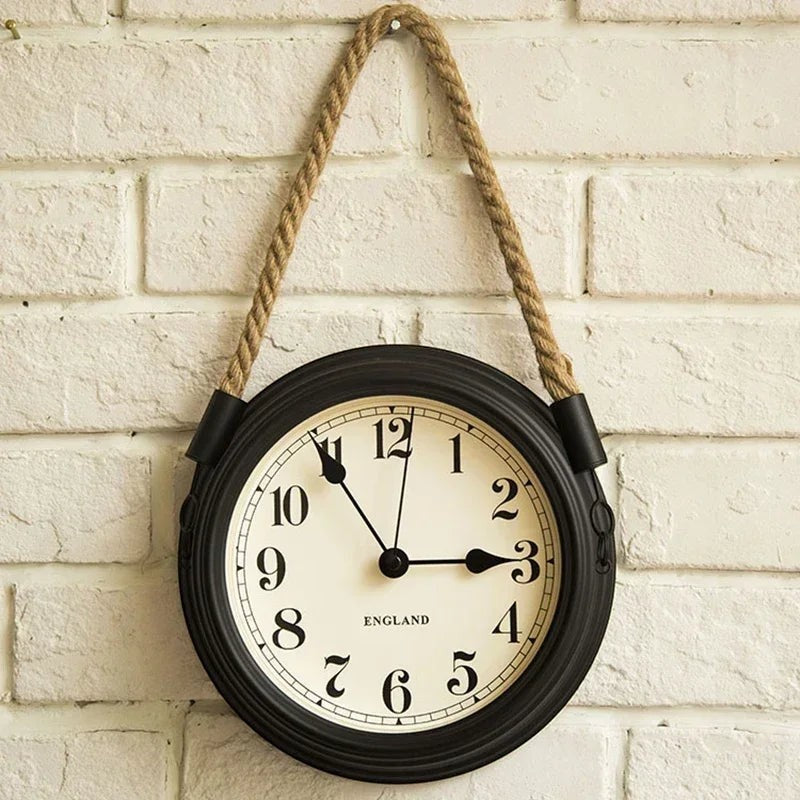 Clairly Wall Clock | Vintage Rope Hanging Design