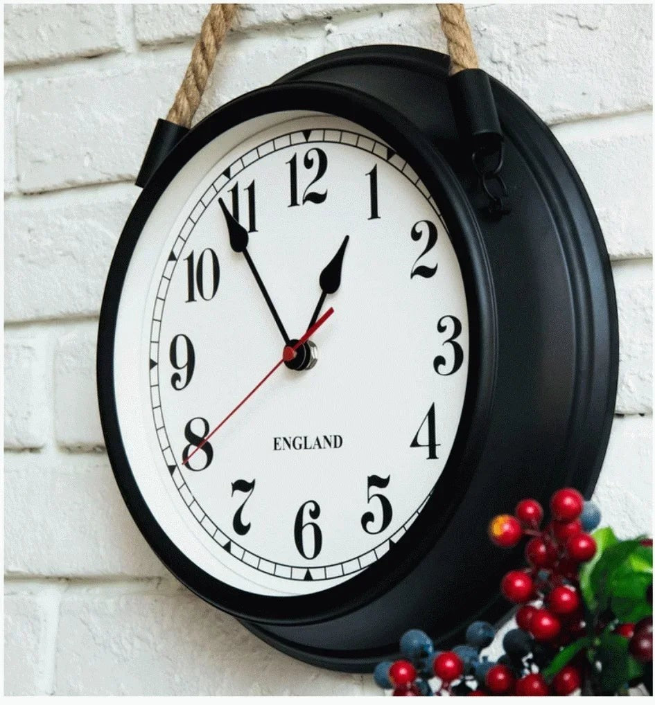 Clairly Wall Clock | Vintage Rope Hanging Design