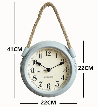 Clairly Wall Clock | Vintage Rope Hanging Design