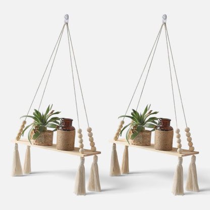Clairly Wall Shelf | Hanging Boho Wood Decor