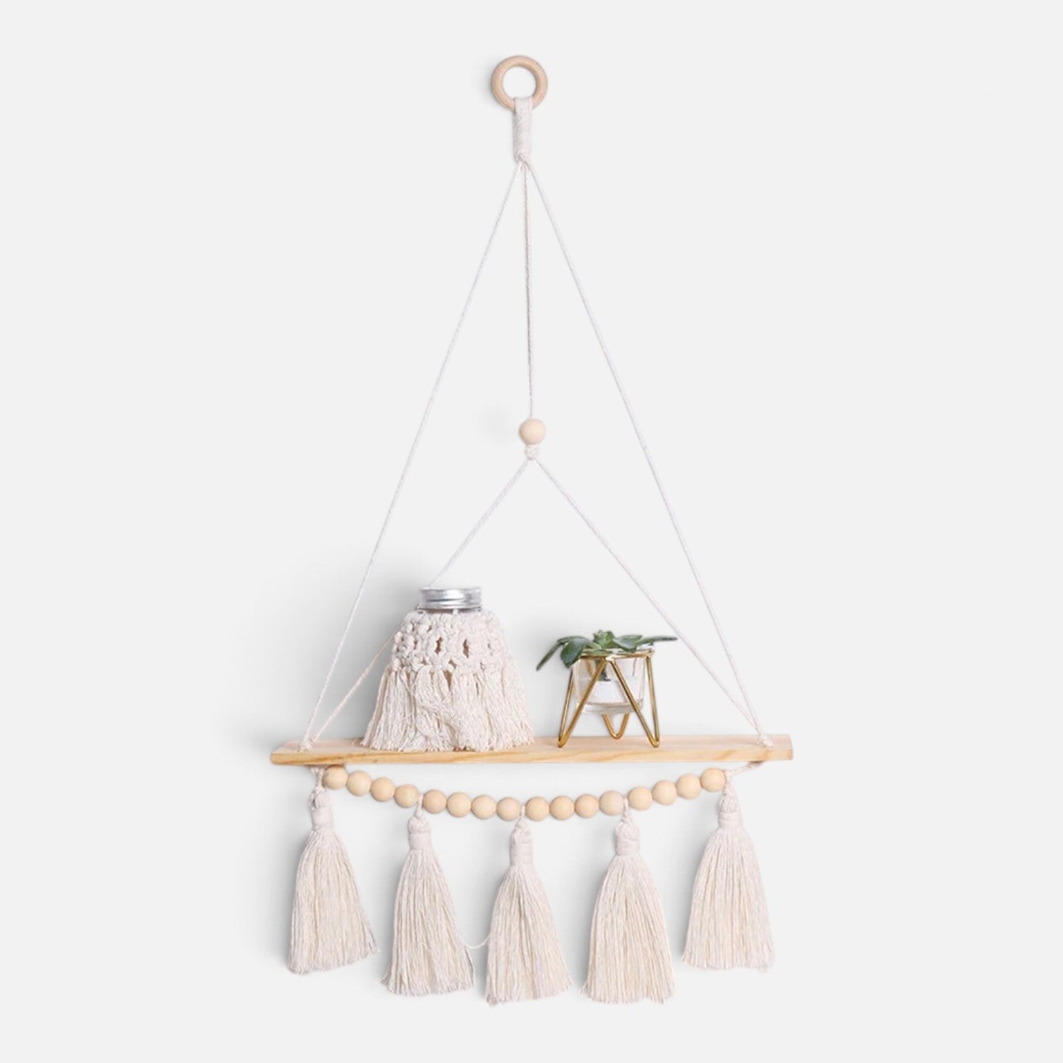 Clairly Wall Shelf | Hanging Boho Wood Decor
